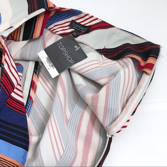 Topshop Multi color stripe front slit pencil skirt - Picture 6 of 8